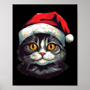 Spaß beim Anschauen von Katzengesicht mit Weihnach Poster