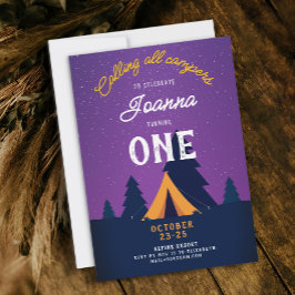 Spaß beim Campen Outdoor-Abenteuer 1. Geburtstag Z Einladung