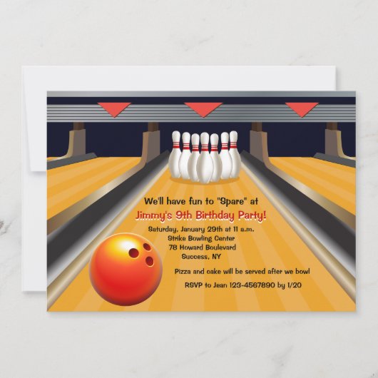 Spaß beim Ersparen von Bowling Einladung (Vorderseite)