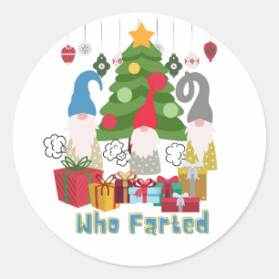 Spaß beim Farnen von Weihnachtselfen Runder Aufkleber
