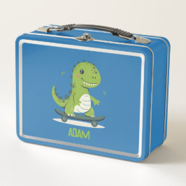 Spaß beim Skateboarden von Dinosauriern mit Kinder Metall Brotdose