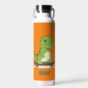 Spaß beim Skateboarden von Dinosauriern mit Kinder Trinkflasche