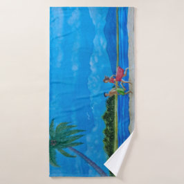 Spaß beim Sonnenlauf Badehandtuch