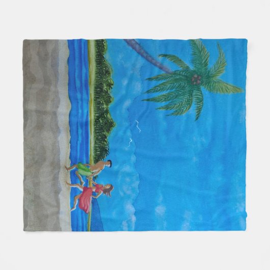 Spaß beim Sonnenlauf Fleecedecke (Vorderseite (Horizontal))