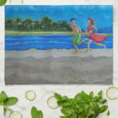 Spaß beim Sonnenlauf Geschirrtuch (Gefaltet)