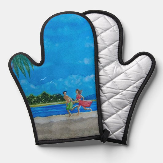 Spaß beim Sonnenlauf Ofenhandschuh (Vorderseite/Rückseite)