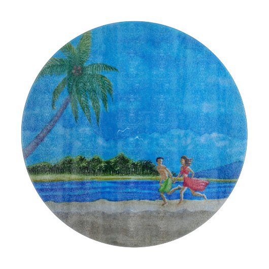 Spaß beim Sonnenlauf Schneidebrett (Vorderseite)