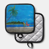 Spaß beim Sonnenlauf Topflappen (Vorderseite/Rückseite)