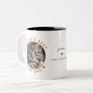 Spaß Bester Cat Vater Zwei Foto Gold Moderne Typog Zweifarbige Tasse