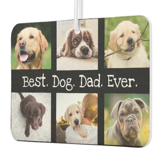 Spaß Bester Hund Vater je 6 FotoCollage Schwarz-we Autolufterfrischer (Links)