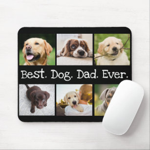 Spaß Bester Hund Vater je 6 FotoCollage Schwarz-we Mousepad