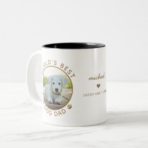 Spaß Bester Hund Vater Zwei Foto Gold Moderne Typo Zweifarbige Tasse