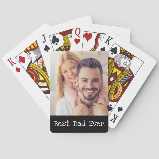 Spaß Bester Vater je Foto Schwarz und Weiß Einfach Spielkarten (Rückseite)