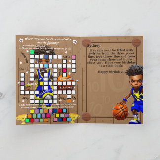 Spaß Black Boys Basketball Geheimnis Nachricht Geb Karte