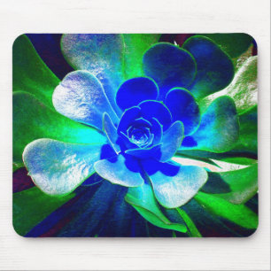 Spaß-blaue und grüne Kunst-Blume Mousepad