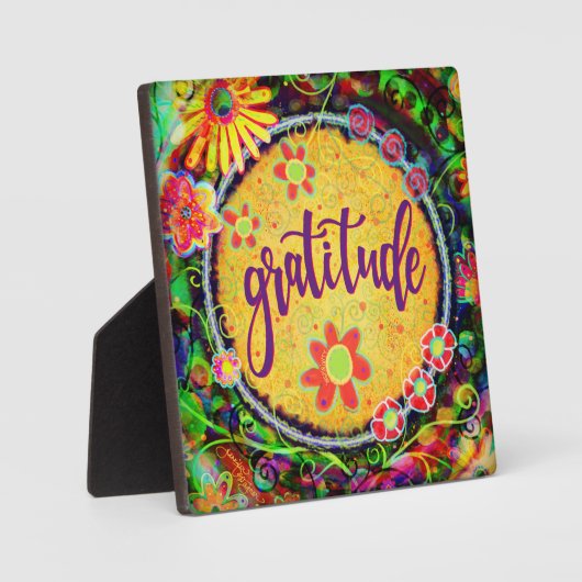 Spaß Blumengelb Dankbarkeit Whimsikum Fotoplatte (Vorderseite)