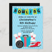 Spaß-Bowlings-Jungen-Geburtstags-Party Einladungen (Vorne/Hinten)