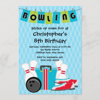 Spaß-Bowlings-Jungen-Geburtstags-Party Einladungen