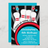 Spaß-Bowlings-Jungen-Geburtstags-Party Einladungen (Vorne/Hinten)
