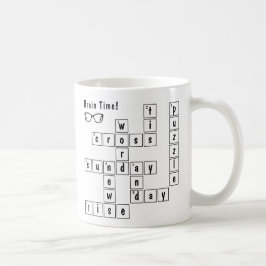Spaß "Brain Time!" Crossword Puzzle Eyeglasses Art Kaffeetasse