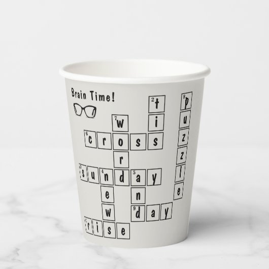 Spaß "Brain Time!" Kreuzworträtsel Pappbecher (Rückseite)