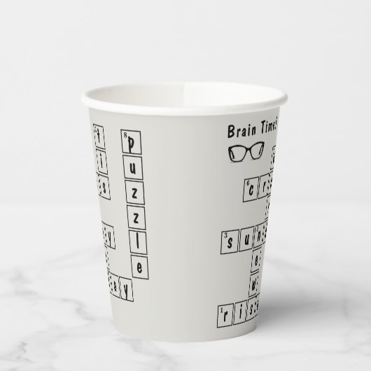 Spaß "Brain Time!" Kreuzworträtsel Pappbecher (Links)