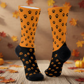 Spaß Bright Orange und Black Paw Print Socken