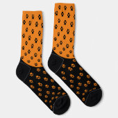 Spaß Bright Orange und Black Paw Print Socken (Rechts)