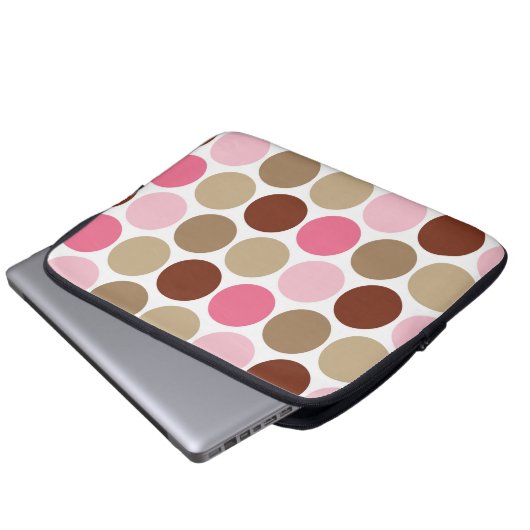 Spaß Brown u. rosa Tupfen-Muster-Laptop-Hülse Laptopschutzhülle (Vorne Knopf)