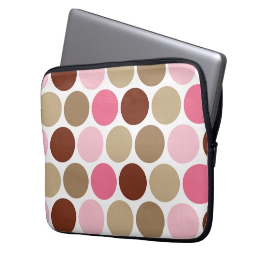 Spaß Brown u. rosa Tupfen-Muster-Laptop-Hülse Laptopschutzhülle (Vorderseite Links)
