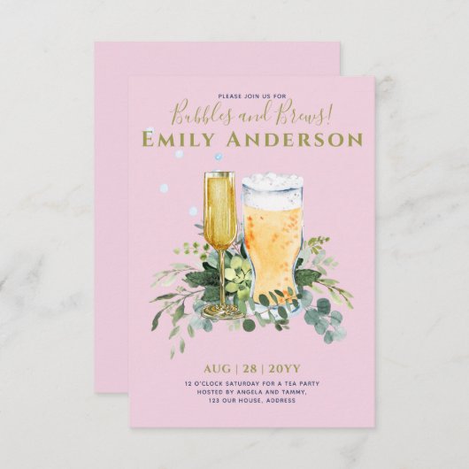 Spaß Bubbles n Brews Beer Champers Brautparty (Vorne/Hinten)