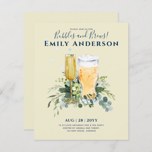 Spaß Bubbles n Brews Beer Champers Brautparty (Vorne/Hinten)