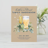 Spaß Bubbles n Brews Beer Champers Brautparty Einladung (Stehend Vorderseite)