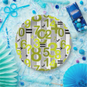 Spaß bunt arithmetisch Mathe hell Retro-Muster Pappteller (Party)