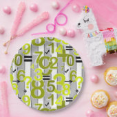 Spaß bunt arithmetisch Mathe hell Retro-Muster Pappteller (Party)