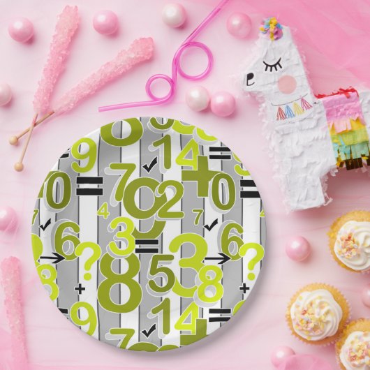 Spaß bunt arithmetisch Mathe hell Retro-Muster Pappteller (Party)