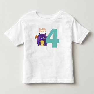 Spaß bunt Mein kleines Monster ist vier Geburtstag Kleinkind T-shirt