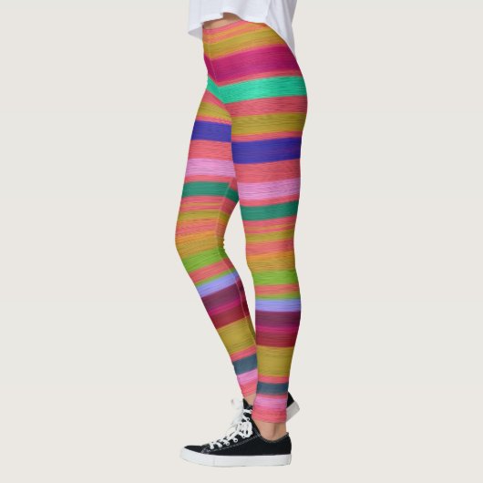 Spaß bunt Regenbogenstreifen Retro Leggings (Links)