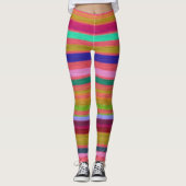 Spaß bunt Regenbogenstreifen Retro Leggings (Vorderseite)