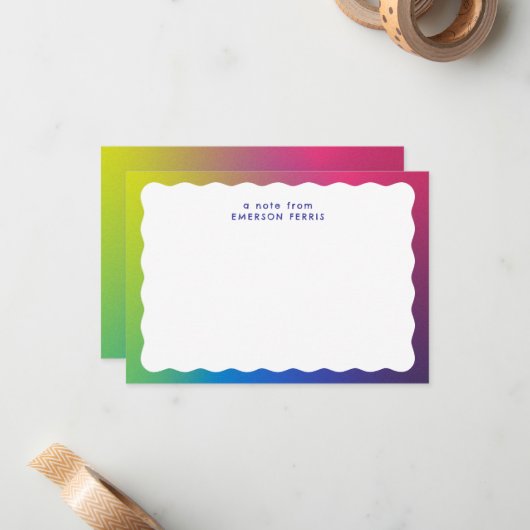 Spaß bunt scharf Rand einfache Retro-Kind-Name Mitteilungskarte (Vorderseite/Rückseite Beispiel)