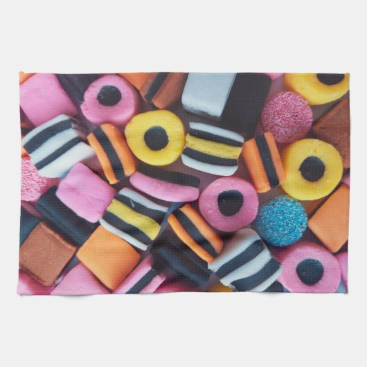 Spaß, bunt, Süßigkeiten Geschirrtuch (Horizontal)