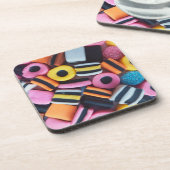 Spaß, bunt, Süßigkeiten Getränkeuntersetzer (Linke Seite)