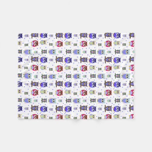 Spaß-bunte Cartoon-Eulen-Fleece-Decke Fleecedecke (Vorderseite (Horizontal))