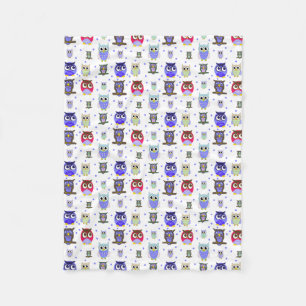 Spaß-bunte Cartoon-Eulen-Fleece-Decke Fleecedecke