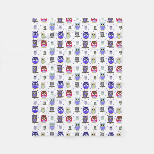 Spaß-bunte Cartoon-Eulen-Fleece-Decke Fleecedecke (Vorderseite)