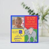 Spaß-bunte kleine Elefant-Foto-Einladung Einladung (Stehend Vorderseite)