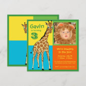 Spaß-bunte kleine Giraffen-Foto-Einladung Einladung (Vorne/Hinten)