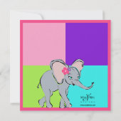 Spaß-bunte kleines Mädchen-Elefant-Foto-Einladung Einladung (Rückseite)