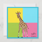 Spaß-bunte kleines Mädchen-Giraffen-Foto-Einladung Einladung (Rückseite)