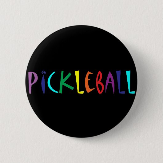 Spaß bunte Pickleball Briefgestaltung Button (Vorderseite)